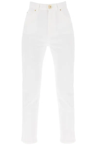 Shop Balmain High-waisted Slim Jeans In Blanc (white)