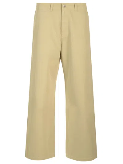 Shop Burberry Wide Leg Chino Trousers In Beige