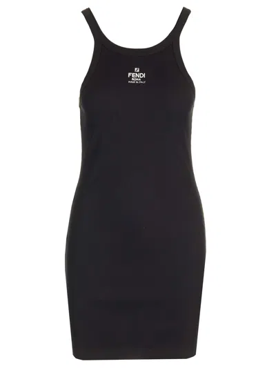 Shop Fendi Ribbed Jersey Mini Dress In Default Title