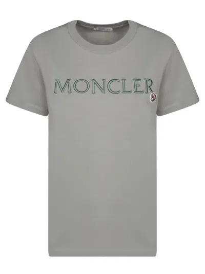 Shop Moncler Logo Military Green T-shirt