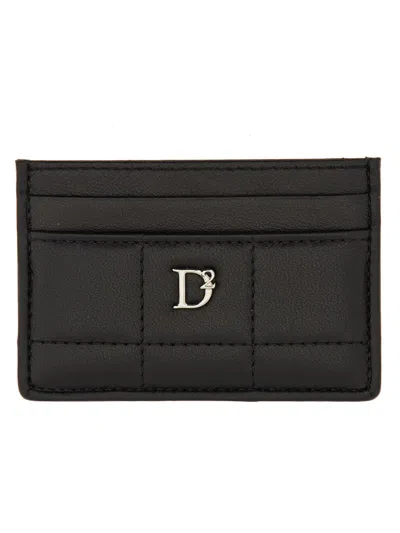 Shop Dsquared2 Card Holder With Logo In Nero+palladio