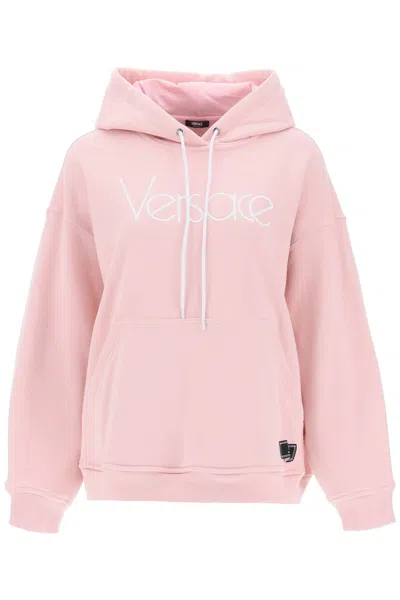 Shop Versace Hoodie With 1978 Re-edition Logo In Pink White (pink)