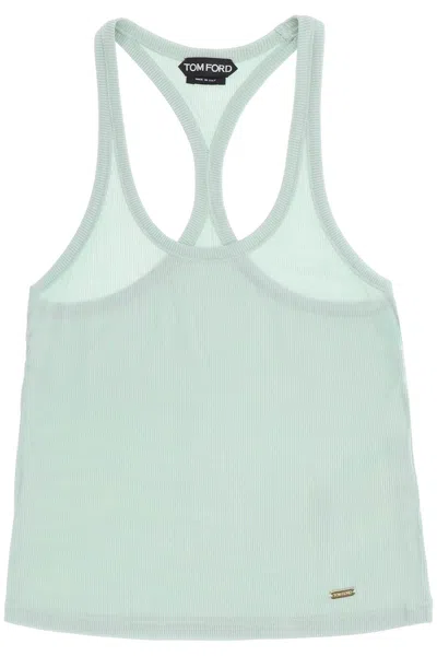 Shop Tom Ford Racer-back Tank Top In Powder Green (green)