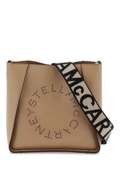 Shop Stella Mccartney Crossbody Bag With Perforated Stella Logo In Sand (brown)