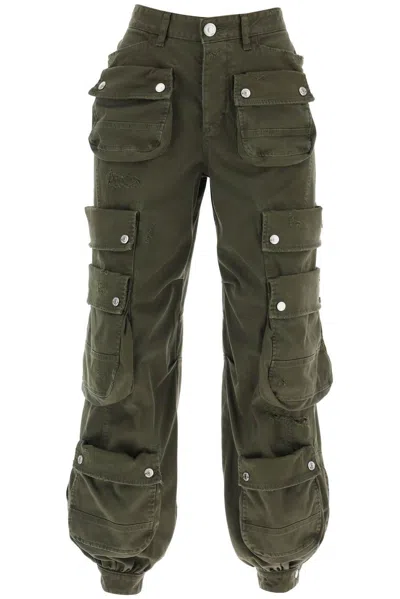 Shop Dsquared2 Pocket Detailed Cargo Pants In Verde Militare