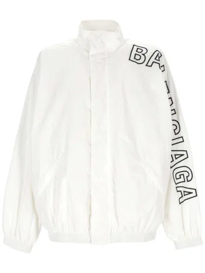 Shop Balenciaga Logo Printed Jacket In White