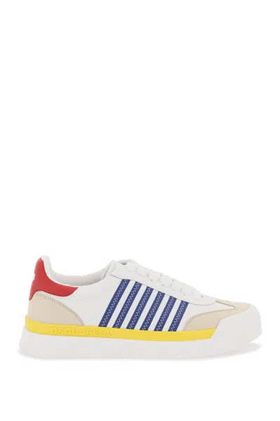 Shop Dsquared2 New Jersey Sneakers In White Yellow Blue (white)