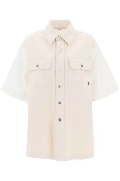 Shop Stella Mccartney Short-sleeved Denim Shirt In Whiteecru (white)