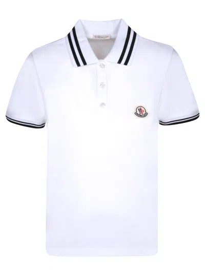 Shop Moncler White Polo Shirt