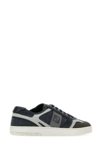 Shop Fendi Man Multicolor Fabric And Leather Step Sneakers