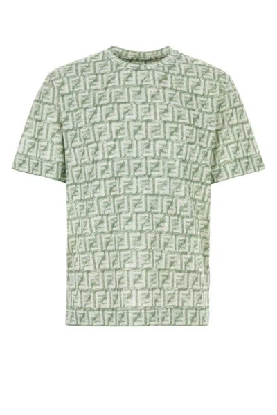 Shop Fendi Man Printed Cotton T-shirt In Multicolor
