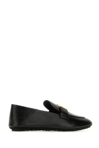 Shop Fendi Woman Black Leather Baguette Loafers