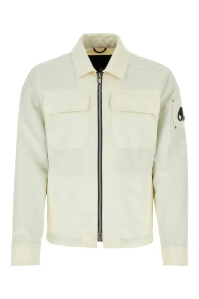 Shop Moose Knuckles Man Ivory Polyester Jacket In White