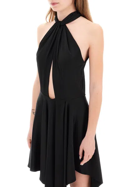 Shop Stella Mccartney Asymmetrical Dress With Halterneck Women In Black