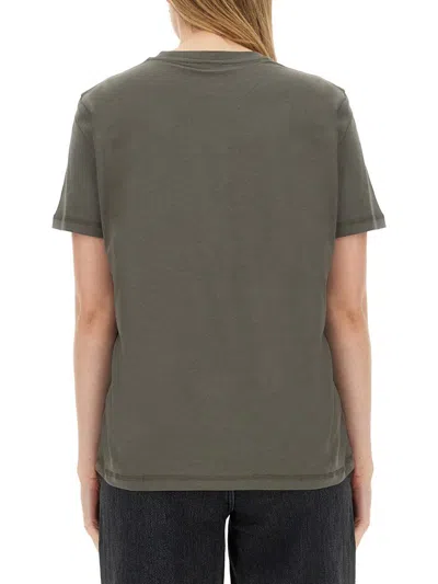 Shop Ganni T-shirt With Logo In Grey