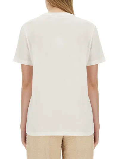 Shop Ganni T-shirt With Logo In Ivory