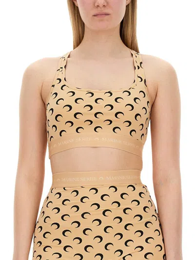 Shop Marine Serre All Over Moon Print Top In Nude