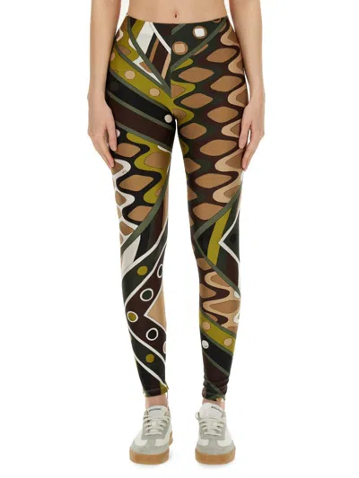 Shop Pucci Leggings With Print In Multicolour