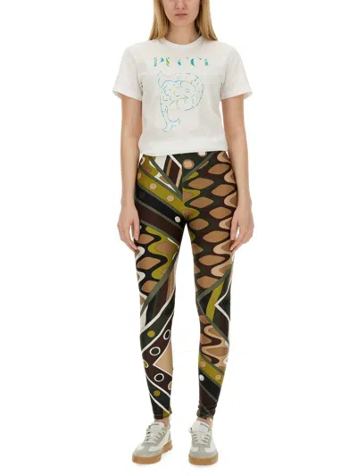 Shop Pucci Leggings With Print In Multicolour