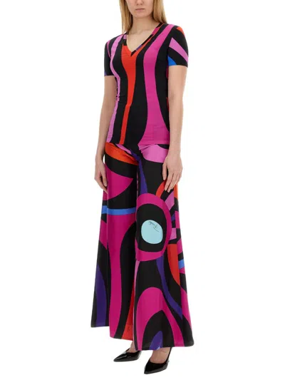 Shop Pucci Marble Print Pants In Multicolour