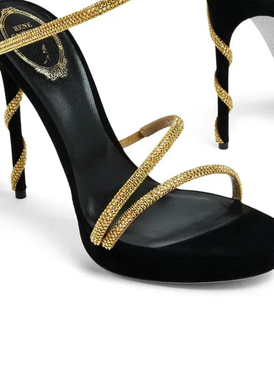 Shop René Caovilla Sandals In Gold/black