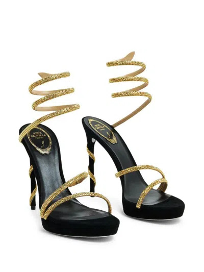 Shop René Caovilla Rene Caovilla Sandals In Gold/black