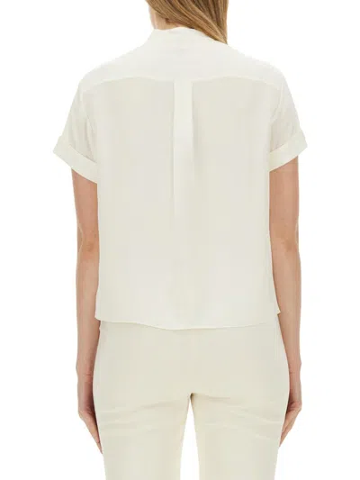 Shop Theory Silk Georgette Shirt In Ivory