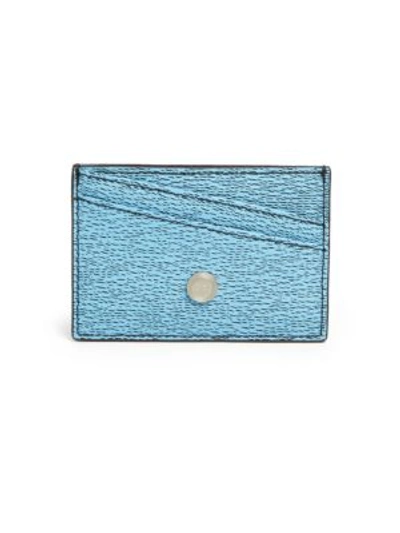 Kenzo Leather Card Case In Light-blue