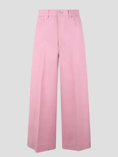 Shop Gucci Wool Pants In Pink & Purple