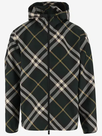 Shop Burberry Nylon Jacket With Check Pattern In Red