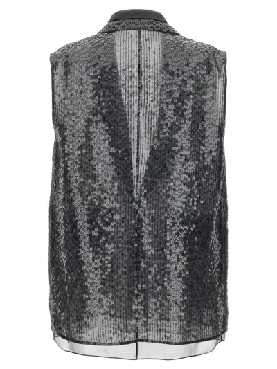Shop Brunello Cucinelli Sequin Vest In Gray