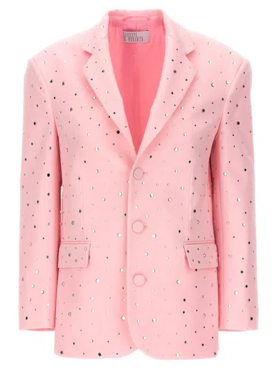 Shop Giuseppe Di Morabito All Over Crystal Blazer In Pink