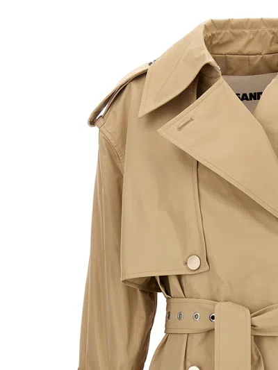 Shop Jil Sander Oversize Double-breasted Trench Coat In Beige