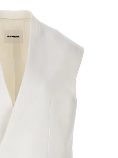 Jil Sander Flap Pockets Oversized Tailored Vest In White