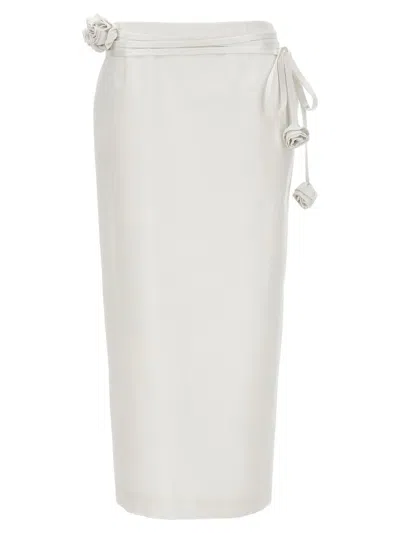 Shop Magda Butrym Floral Detail Midi Skirt In White