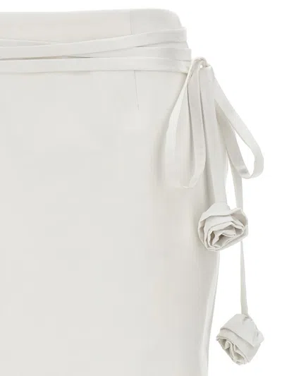 Shop Magda Butrym Floral Detail Midi Skirt In White