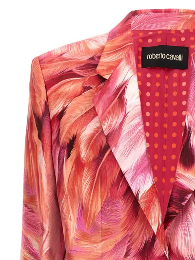 Shop Roberto Cavalli 'plumage' Blazer In Fuchsia