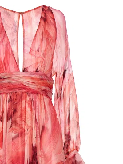 Shop Roberto Cavalli 'plumage' Dress In Fuchsia