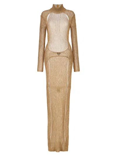 Shop Tom Ford Maxi Cut Out Long Dress In Gold