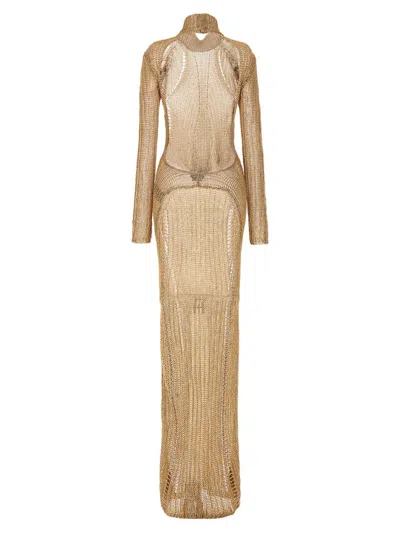 Shop Tom Ford Maxi Cut Out Long Dress In Gold