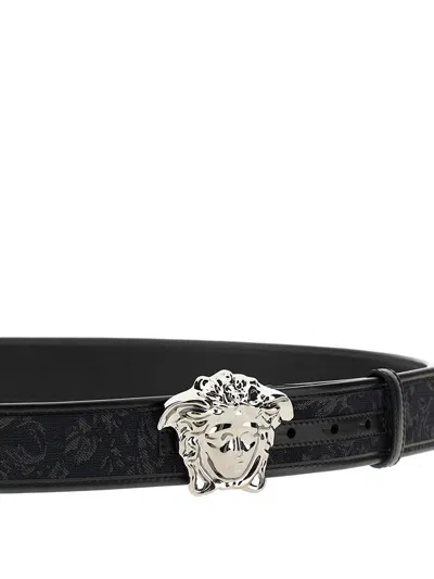 Shop Versace 'la Medusa Barocco' Belt In Black