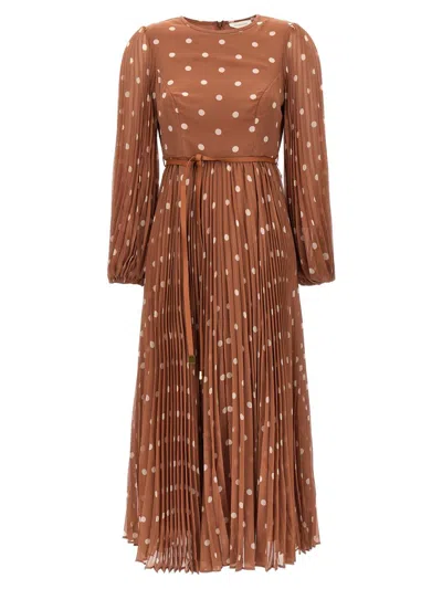 Shop Zimmermann 'sunray Midi' Dress In Brown