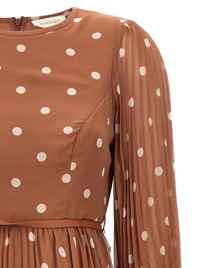 Shop Zimmermann 'sunray Midi' Dress In Brown