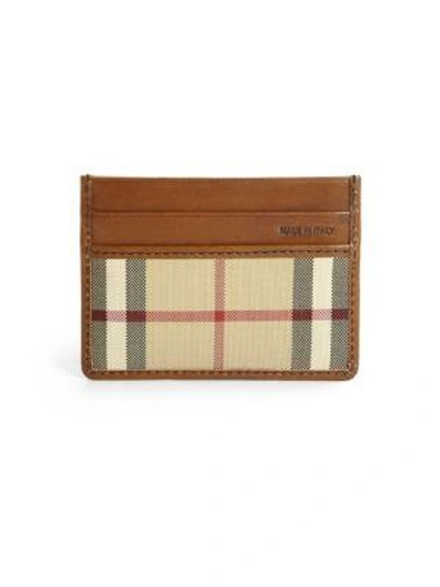 Shop Burberry Horseferry Credit Card Case In Plaid-multi