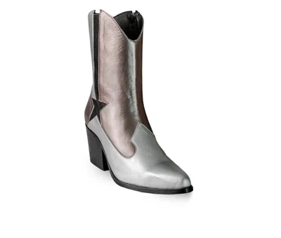 Bala Di Gala Women's Metallic Premium Leather Stella Boots In Silver In Silver