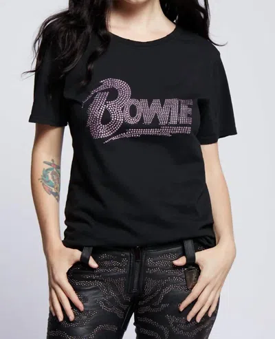 Recycled Karma Bowie Crystal Boyfriend Tee In Black In Black