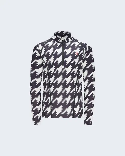 Shop Perfect Moment Thermal 1/2 Zip Top In Houndstooth Black/white In Multi
