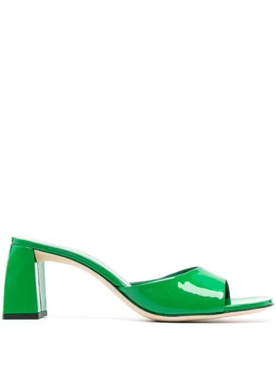 Shop By Far Romy 55 Patent Leather Mules In Green