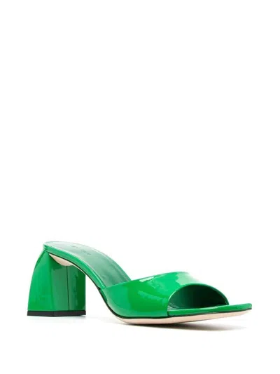 Shop By Far Romy 55 Patent Leather Mules In Green