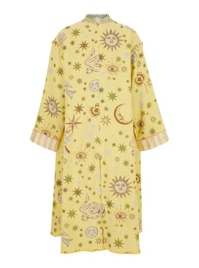 Shop Forte Forte Love Alchemy Jacquard Coat In Yellow